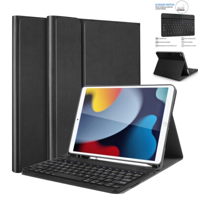 For iPad 7th/8th/9th Gen 10.2 inch Smart Case Leather Stand Cover with Keyboard