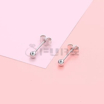 18ct Gold On 925 Sterling Silver Balls Bead Dot Cartilage Sleeper