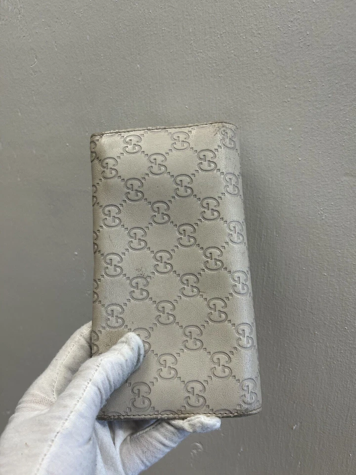 GUCCI Long Wallet Guccissima Tan GG Leather Card Authentic Monogram Emboss USED - Image 4 of 4