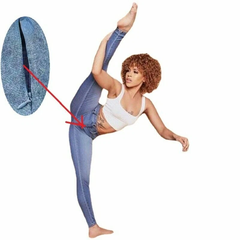 Mujeres Pantalones de Entrepierna Abierta Cremallera Oculta Exterior Jeans Deporte Ropa de Club Pantalones de Piel Foto 2 de 4