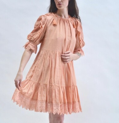 Ulla Johnson Tassel Lace Embroidery Sleeves Knee Length Dress | eBay