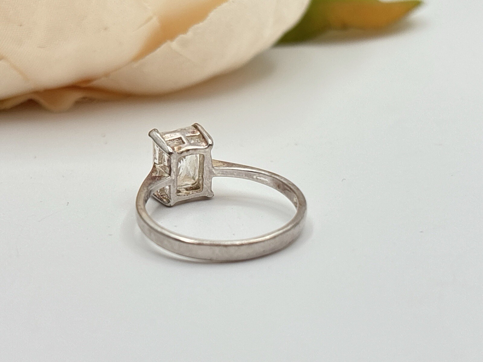 Sterling Silver 925 Emerald Cut Rectangle CZ Soli… - image 6