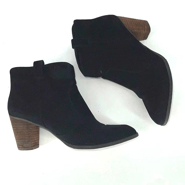 Madeline Womens Block Heel Side Zip Almond Toe Western Ankle Boots Black Size 9 - Image 2 of 4