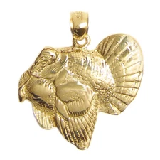 New 14k Yellow Gold Turkey Pendant