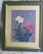 Beautiful Floral print from Chui Wen,under glass,matted,framed,ready 2 hang 5292
