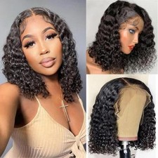 Bob Wig Human Hair Deep Wave Lace Front Wig Human Hair Curly Wigs 13x4