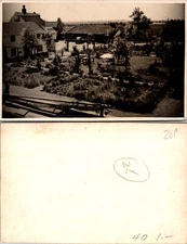 RPPC Farmyard Garden and Outbuildings Aerial View Real Postcard