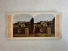 Vintage Rare c1900 World Series Stereoview Card 110 Moki Indian House