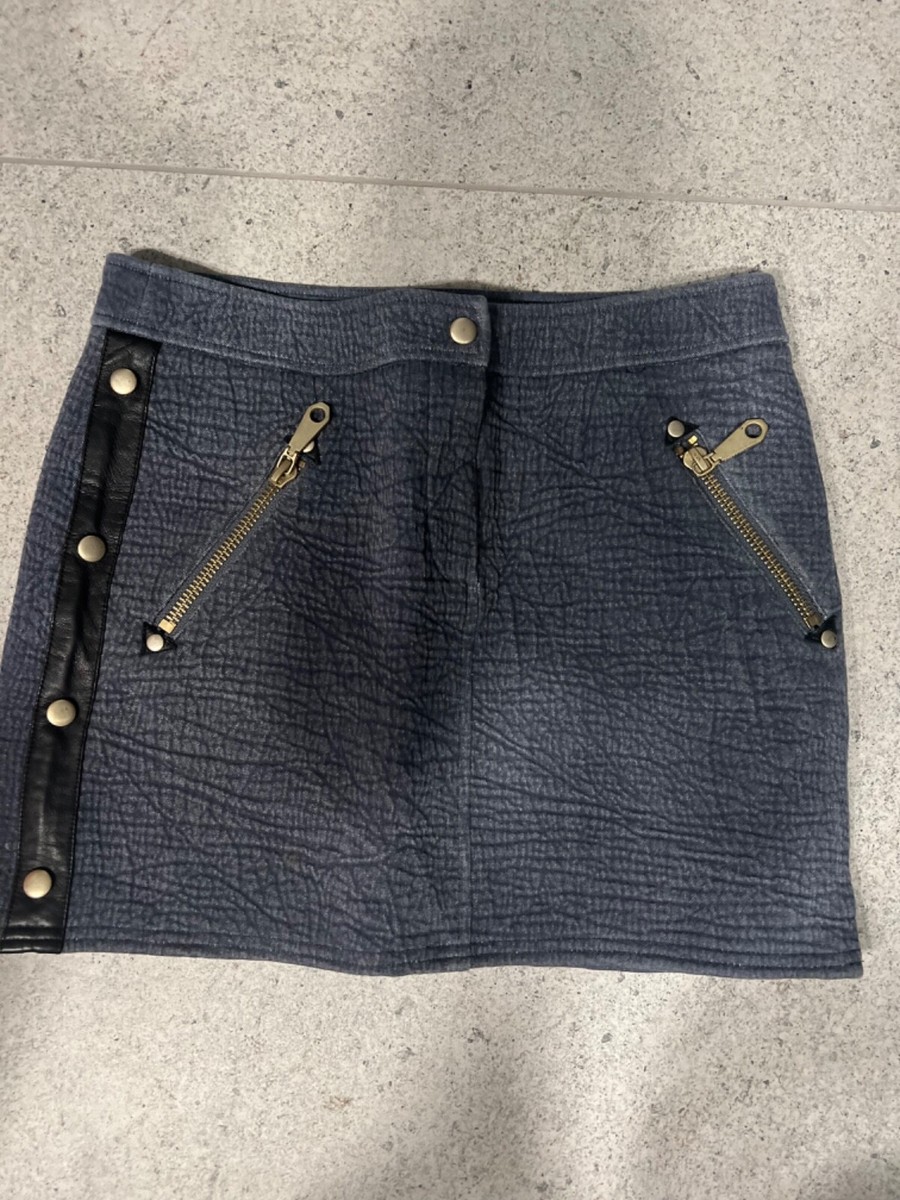Rebecca Minkoff Zip Detail Denim Mini Skirt Saze 6 | eBay