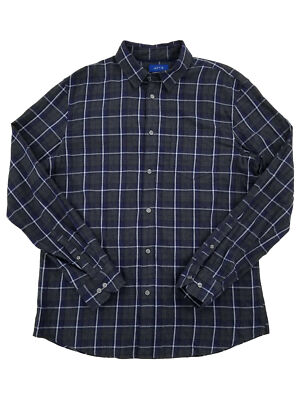 Mens Gray & Purple Plaid Long Sleeve Flannel Shirt XX-Large