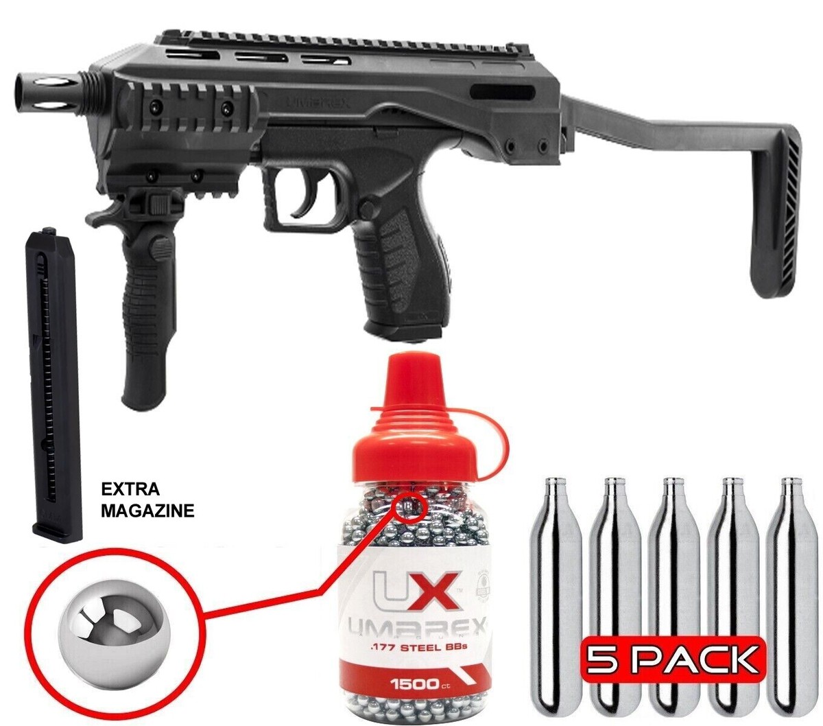 Buy Umarex TAC .177 Cal Air Pistol Carbine + BB Jug, Extra Mag