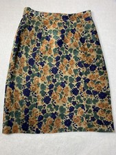 Express 90s Y2K Vintage Floral Brown Blue Leather Skirt Size 9 Small