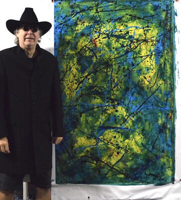 62 x40  Pollock/Richter style canvas painting Acrylic,Abstract, Modern,X Large