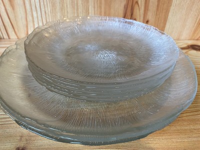 Arcoroc France Fleur Flower Embossed Clear Glass Dinner Plate Set Ebay