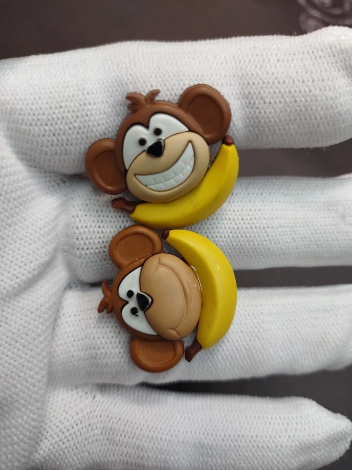 Par de gemelos hechos a mano Monkies Gone Bananas para hombre parte posterior de acero inoxidable Foto 3 de 4