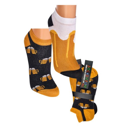 2 Paar lustige Sneaker Motivsocken Herren Strümpfe Damen Socken Bier - Bild 2 von 5