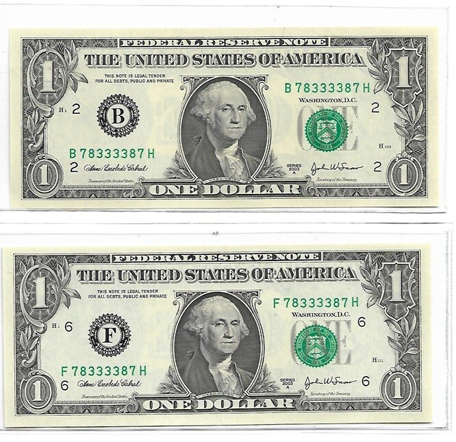 Matching fancy serial number radar notes 78333387 both gem ebay