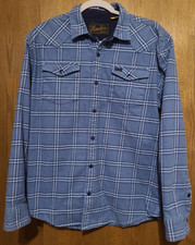 Howler Brothers Blue Plaid Flannel Pearl Snap Western Outdoor Shirt Men's Large