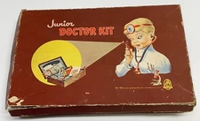 Vtg 1950s Junior Doctor Kit HASBRO Stethoscope Microscope Cheerio “Pills” Toy ⭐️