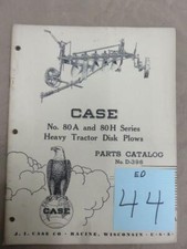 Case Serie 80A y 80H Tractor Pesado Disco Arado Piezas Manual Libro Catálogo