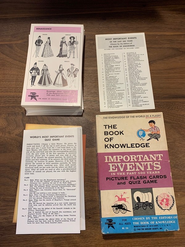 Vintage 1960 Book of Knowledge Important Events Picture flash cards - Complete