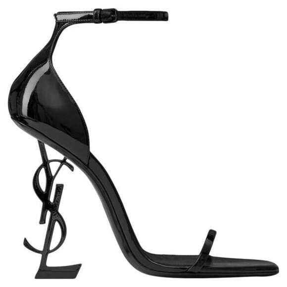 Sandali Saint Laurent Opyum neri 110 mm in pelle verniciata Eu:41 US10 5