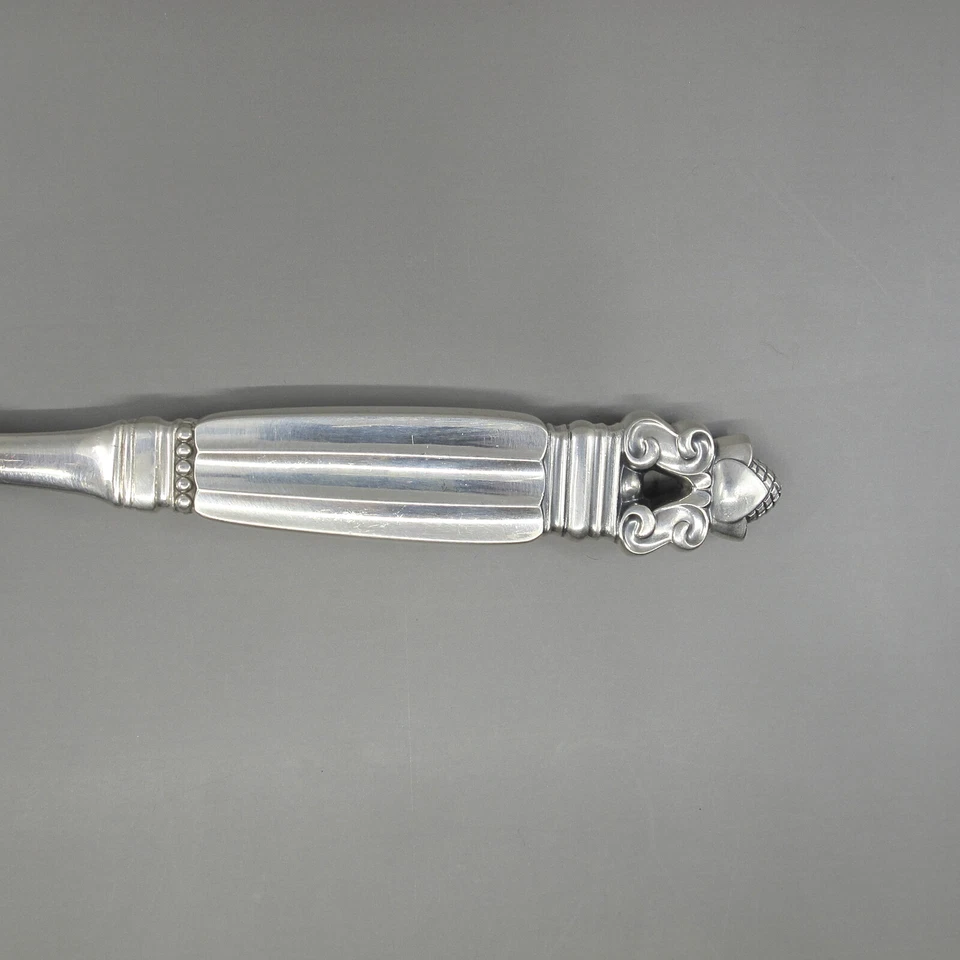ACORN by GEORG JENSEN Denmark All Sterling Silver Hollow Handle Cold Meat Fork  - Image 3 of 4