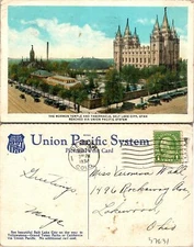 Salt Lake City UT Mormon Temple and Tabernacle Postcard Used (37631)