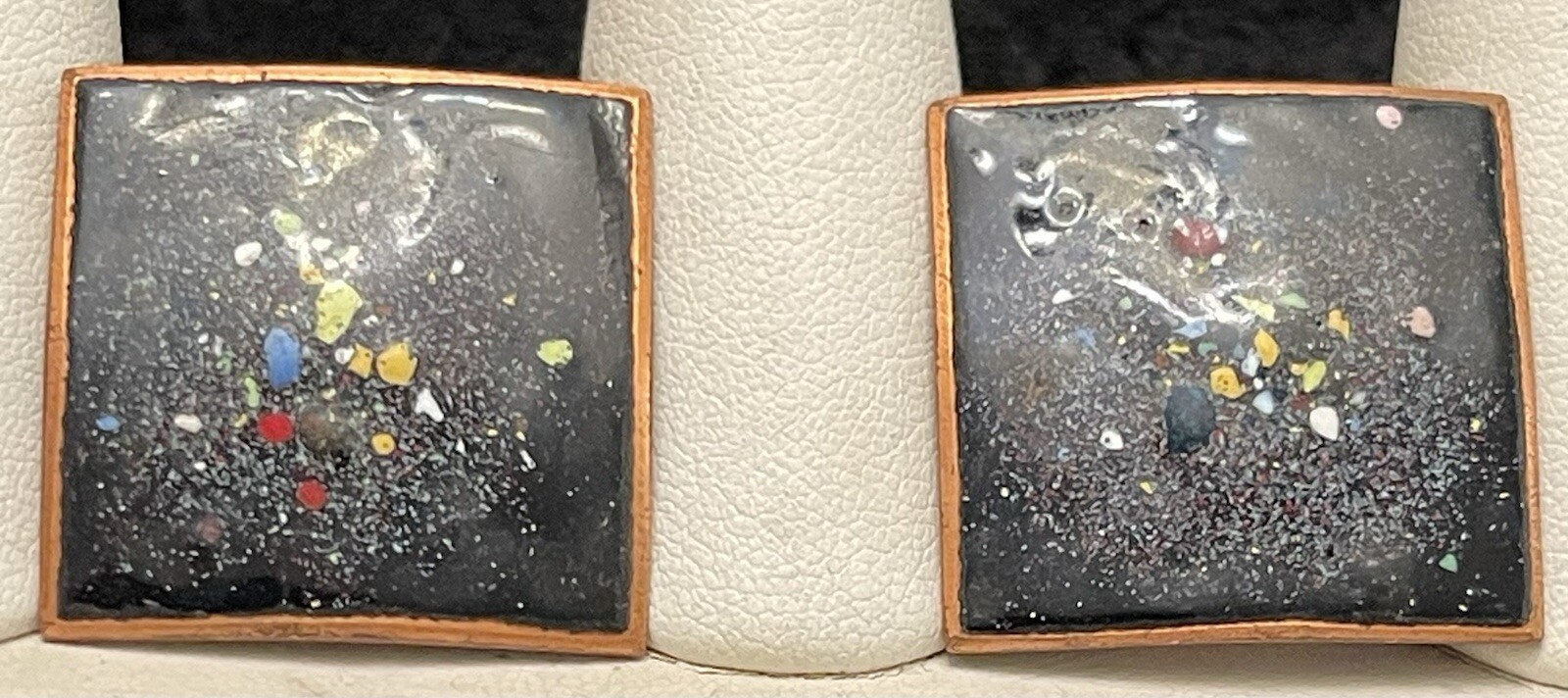 Enamel Solid Copper Screw Back Earrings Artisan C… - image 6