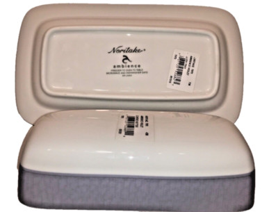 Noritake AMBIENCE VIOLET Covered Butter Dish 8 7/8  never used