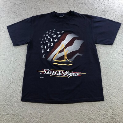 vtg nutmeg stars and stripes adult XL blue graphic print single stitch 4th of ju