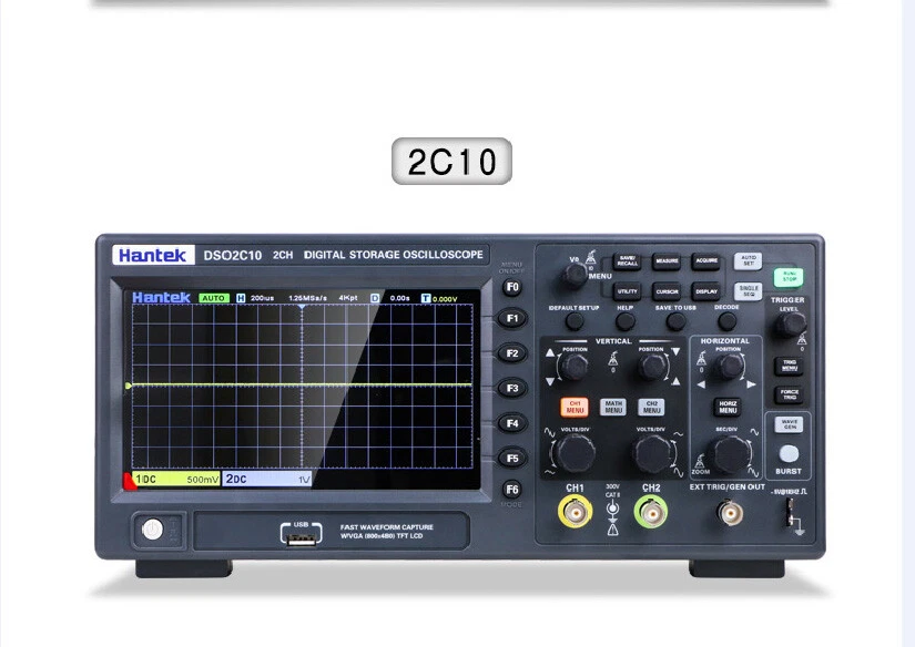 Hantek Digital Storage Oscilloscope 2CH 100Mhz 1GS/s DSO2C10/2D10 Signal Source - Image 3 of 4