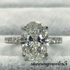3.75CT Lab-Created Round Cut Diamond 14K White Gold Over Engagement Wedding Ring