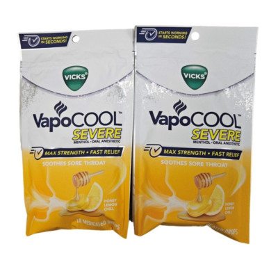 Vicks VAPOCOOL Severe Medicated Drops Honey Lemon 18ct ( 2 pack ) ^