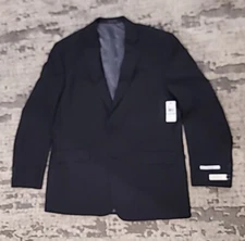 New Perry Ellis Portfolio Mens Suit Jacket Navy Modern Fit Size 46L/40