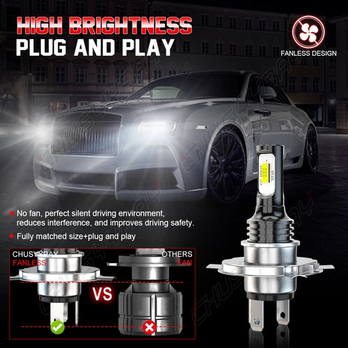 9003 H4 High/Low Beam + 9145 Fog Light Bulbs Combo Headlight Kit 4PC 6000K - Picture 10 of 14