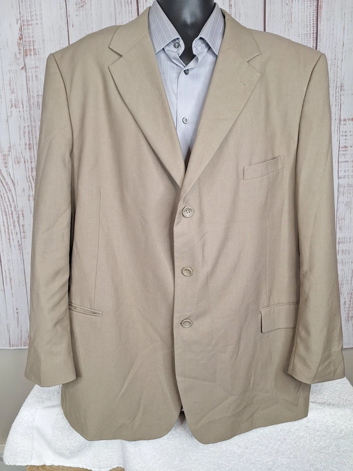 Metroclub Jacket Blazer Mens 52L Beige 3 Button Ventless - Image 2 of 4