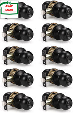KNOBWELL 10 Pack Matte Black Door Knobs Privacy Door Knob, Bed and Bath Door Kno
