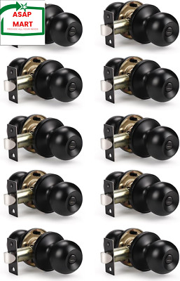 KNOBWELL 10 Pack Matte Black Door Knobs Privacy Door Knob, Bed and Bath Door Kno