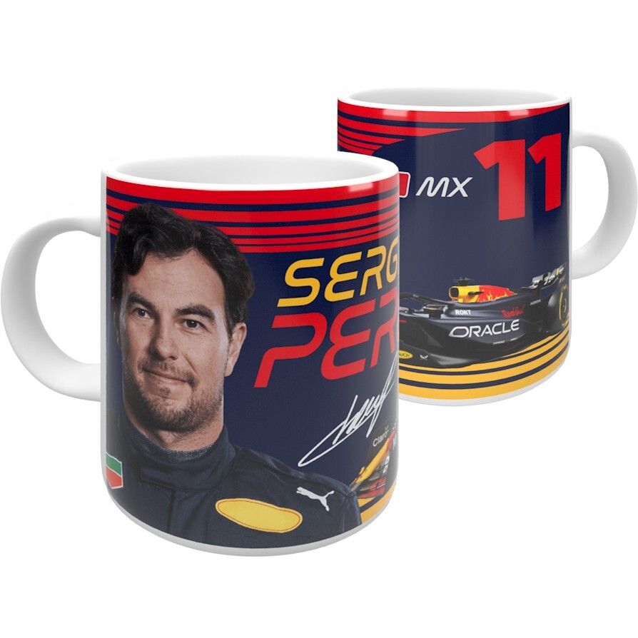Sergio Perez Mug F1 - 11 oz capacity Blue/Red/Yellow