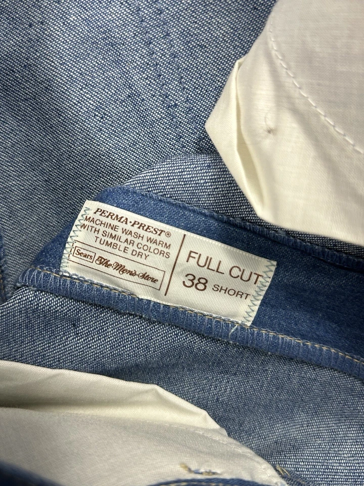 Pantalones de mezclilla vintage Sears The Men’s Store talla 38x29 corte completo azul occidental años 80 Foto 4 de 4