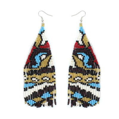 Handmade beaded Native style Multi-Color Eye Hook Earrings E61/24