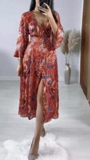 Zara Metallic Thread Printed Midi Dress Size S 8438/370/330