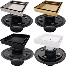 SereneDrains 304 SS 5 Inch Tile In Square Shower Drain Kit With Base 4 COLORS