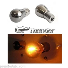 GP Thunder 1156 7056 3497 BA15S P21W Chrome Silver S25 Light Bulbs Amber 2pcs