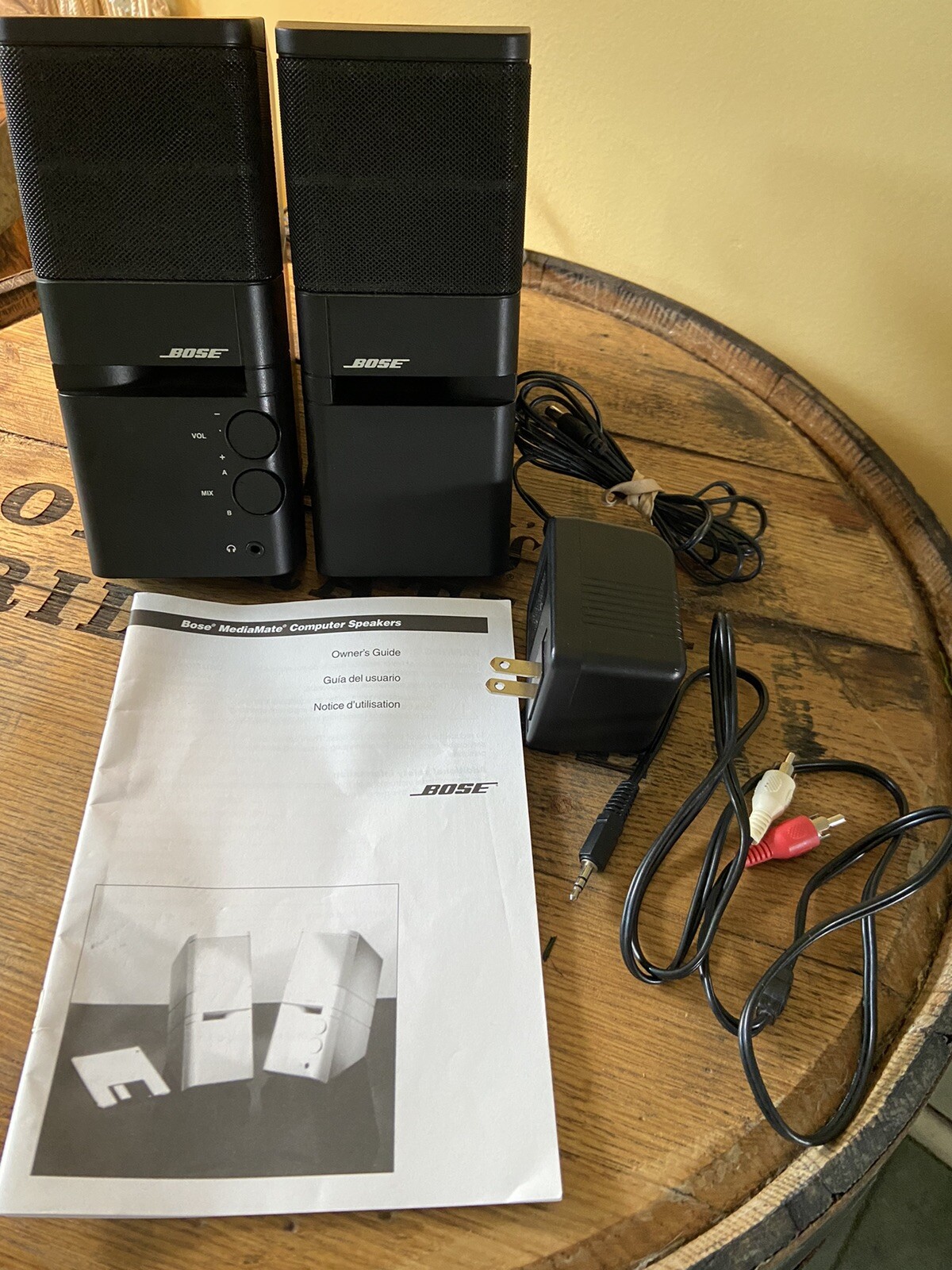 Bose MediaMate Computer Speakers Black W/ Power Cables Manual Tested