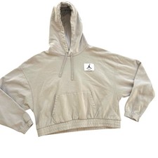Nike Jordan Loose Fit Crop Hoodie Grey M  Jumpman Flight Logo  100 Cotton