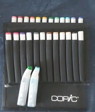 24 Copic Marker Set With 2 Refills And Case "Used"