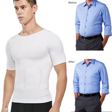 2 Pack Mens Compression Slimming Body Shaper Tummy Control Vest Workout Tank Top