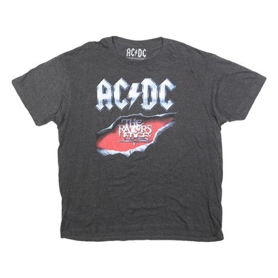 ACDC Herren T-Shirt Grau The Razors Edge Grafik XL Kurzarm Rundhals
